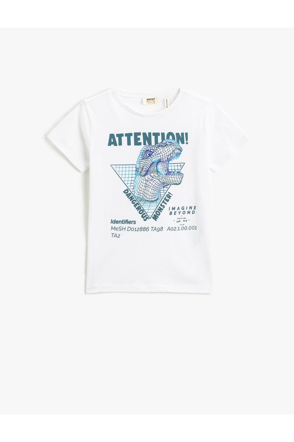 Koton Koton Dinosaur Print Short Sleeve T-Shirt, Round Neck