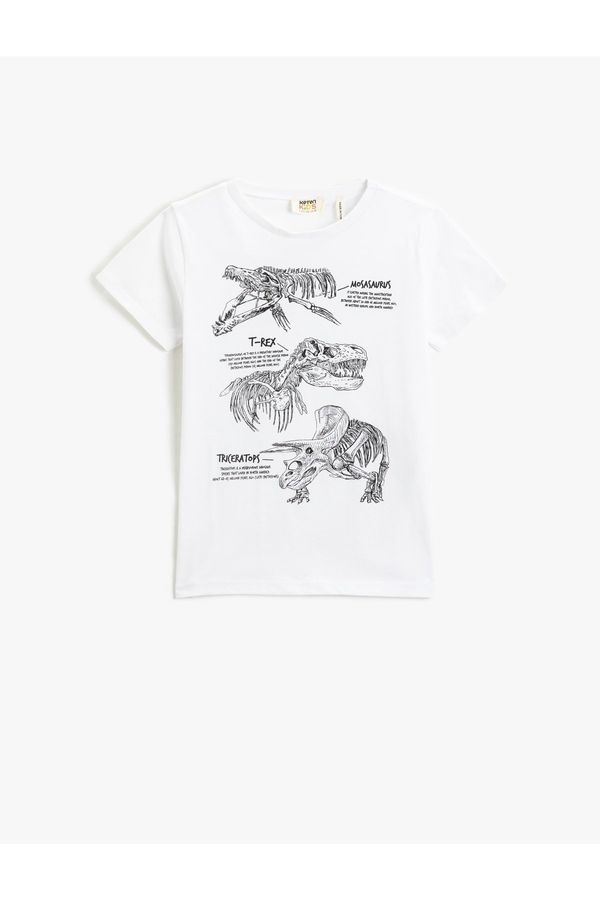 Koton Koton Dinosaur Print Short Sleeve T-Shirt, Round Neck