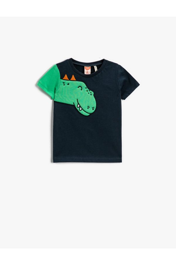 Koton Koton Dinosaur Print Short Sleeved T-Shirt Cotton