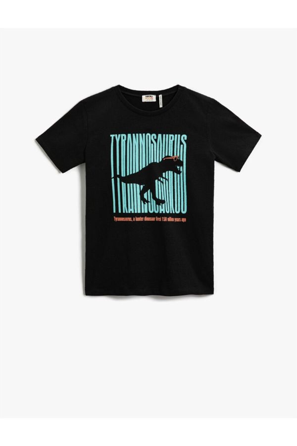 Koton Koton Dinosaur Printed T-Shirt Crew Neck Cotton