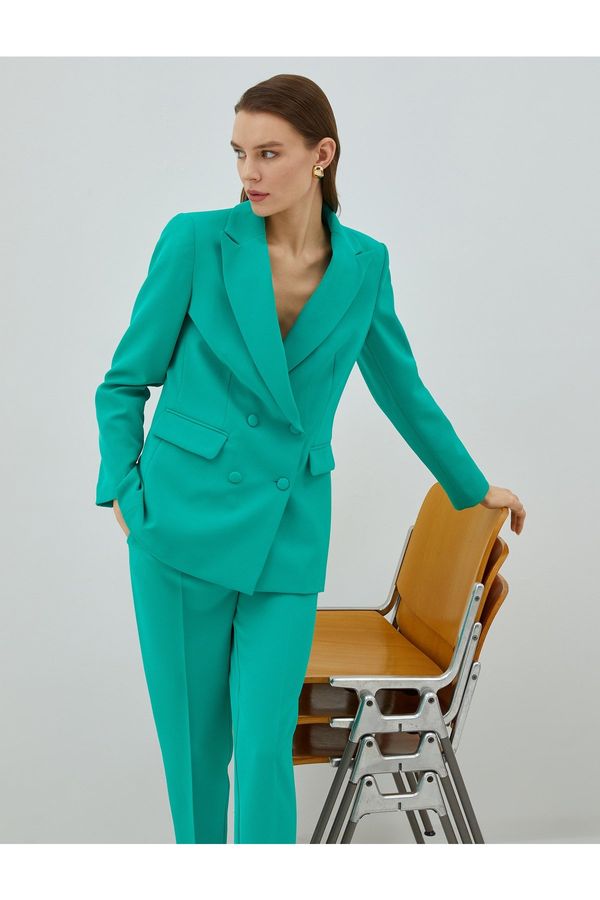 Koton Koton Double Breasted Buttoned Blazer with Flap Pocket Detailed