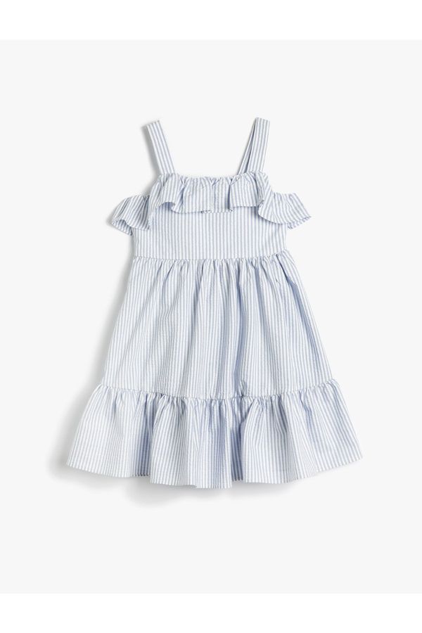 Koton Koton Dress With Straps, Frill Lined Cotton Blend