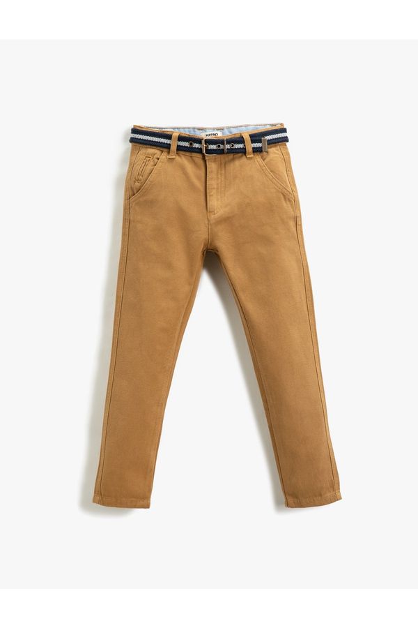 Koton Koton Fabric Trousers Slim Fit Belt, Pockets, Adjustable Elastic Waist, Adjustable Elastic Waist.