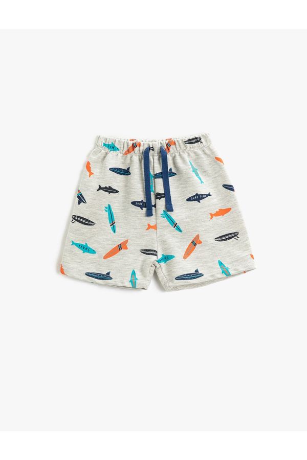 Koton Koton Fish Printed Shorts with Tie Waist