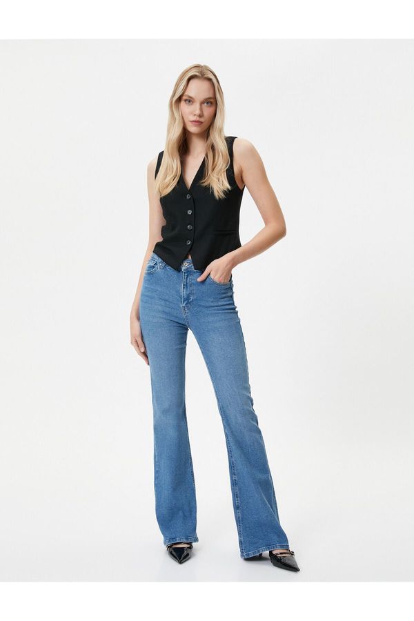 Koton Koton Flare Jeans Slim Fit High Waist Flexible Cotton Pocket - Victoria Slim Jean