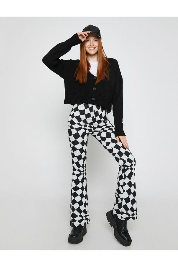 Koton Koton Flare Leg Trousers Checkered