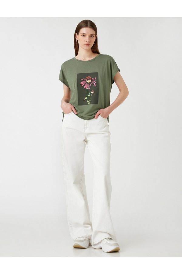 Koton Koton Floral Printed T-Shirt Short Sleeve Crew Neck