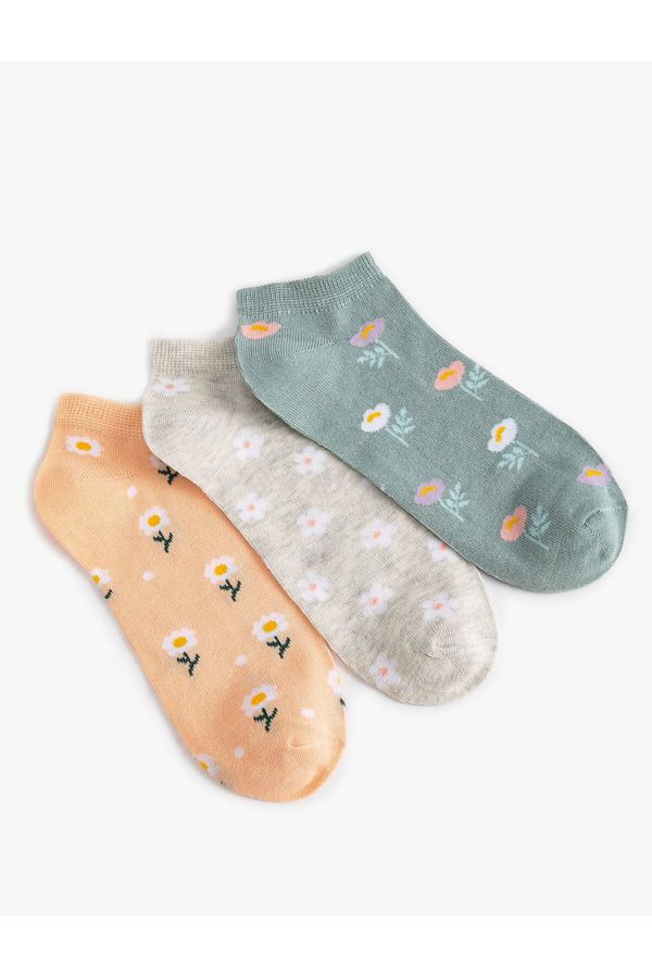 Koton Koton Floral Set of 3 Booties and Socks, Multicolored
