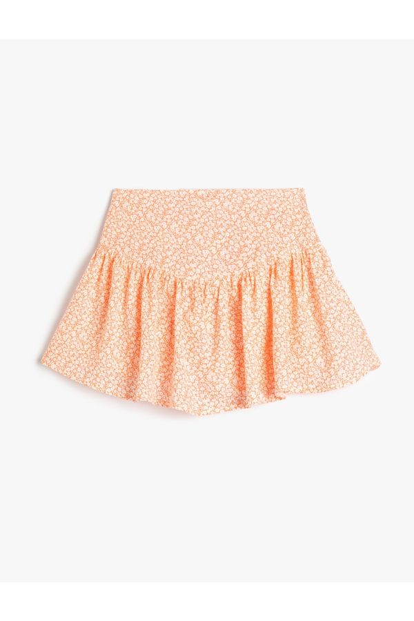 Koton Koton Floral Shorts Skirt with Elastic Waist with Ruffle.