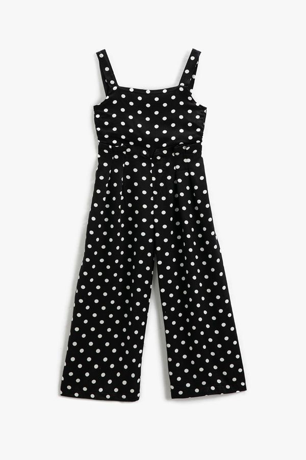Koton Koton Girl's Jumpsuit with Wide Leg, Polka Dots, Tie Front 3skg40016aw