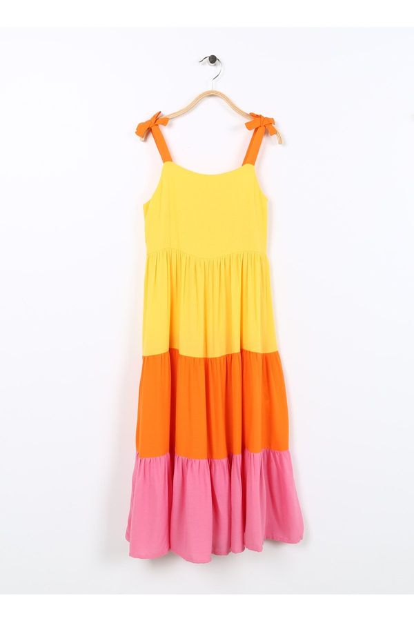 Koton Koton Girls' Plain Yellow Standard Dress 3skg80020aw