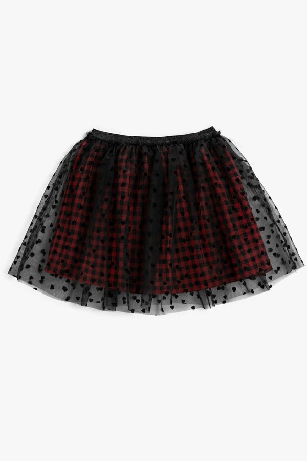 Koton Koton Girl's Red Plaid Skirt