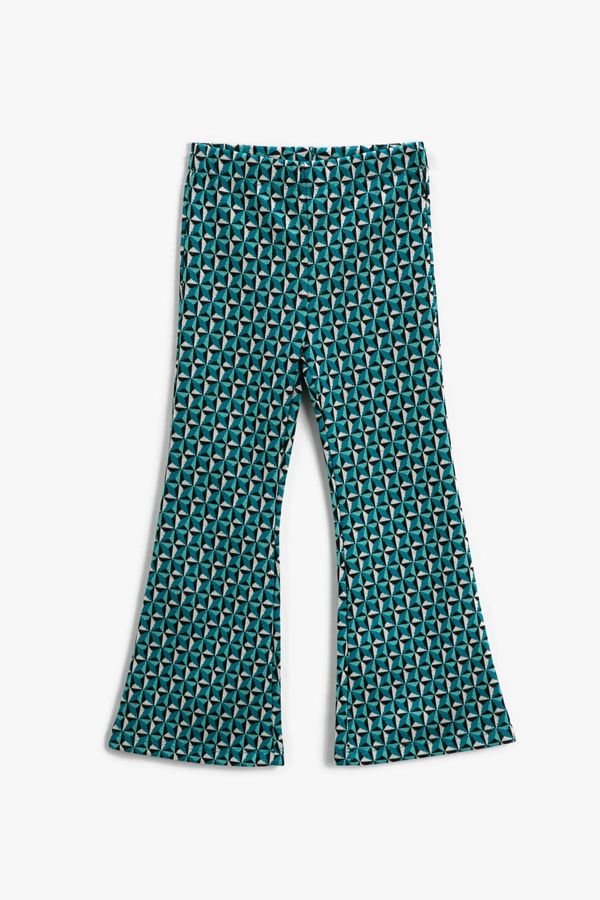 Koton Koton Girl's Turquoise Patterned Trousers