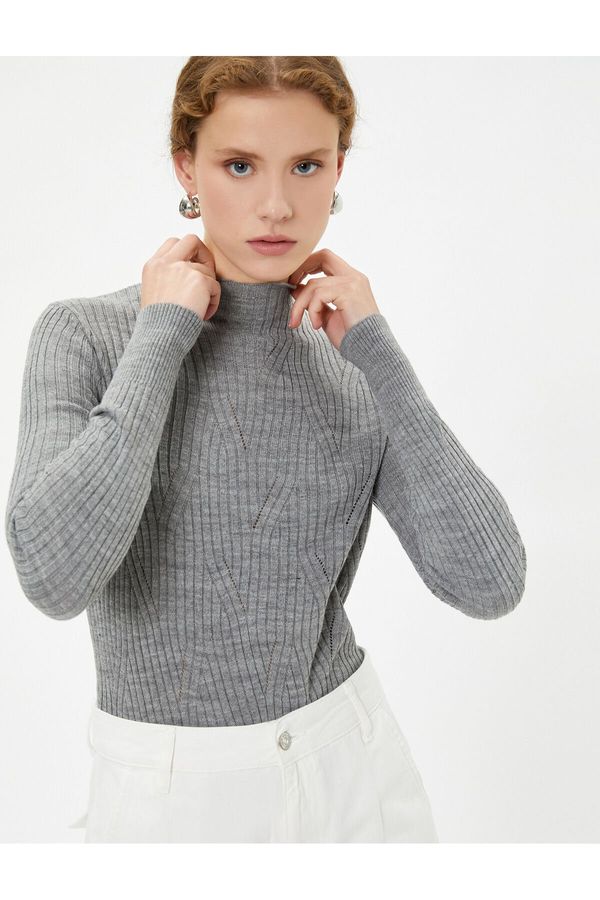 Koton Koton Half Turtleneck Sweater Knitwear Slim Fit Cashmere Textured