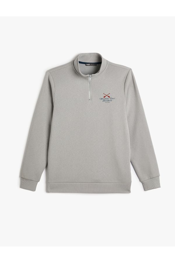 Koton Koton Half Zipper Sweatshirt Stand Collar College Printed Sweatshirt