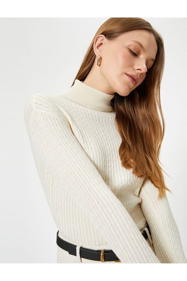 Koton Koton High Collar Sweater Long Sleeve Hair Knitted Pattern