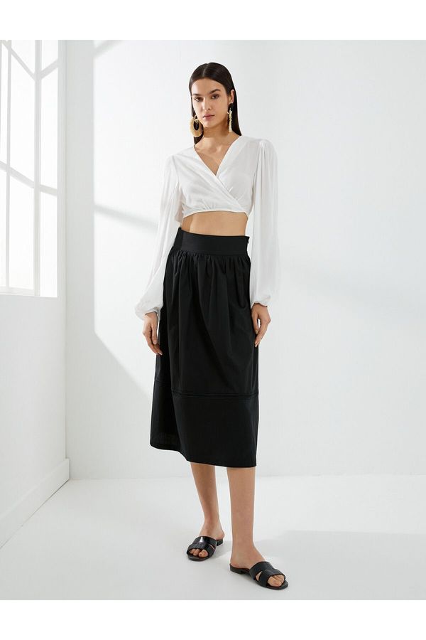 Koton Koton High Waist Cotton Midi Skirt