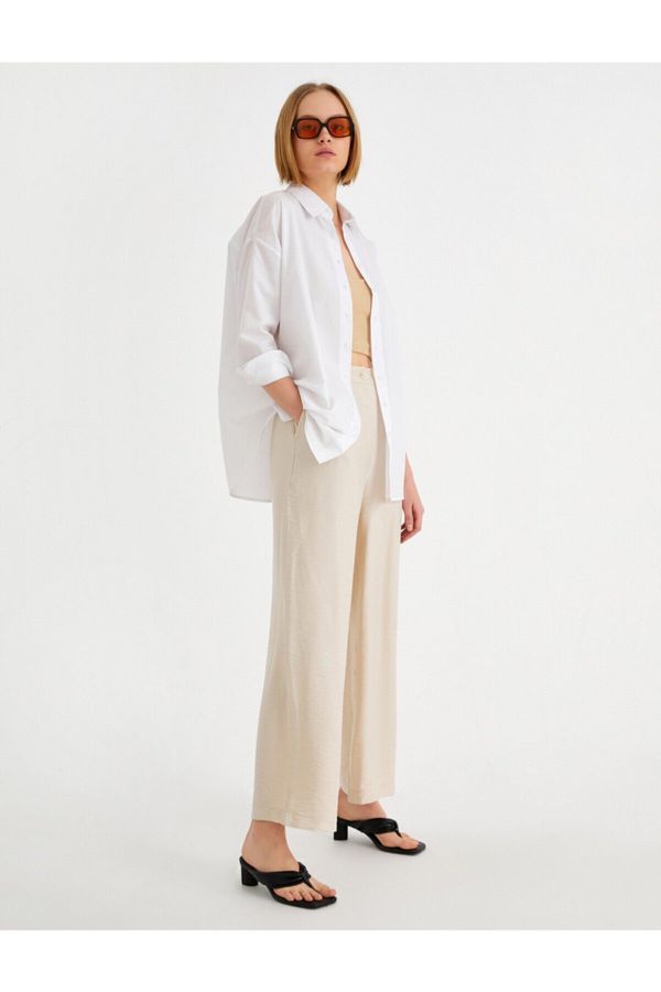 Koton Koton High Waist Wide Leg Pocket Trousers