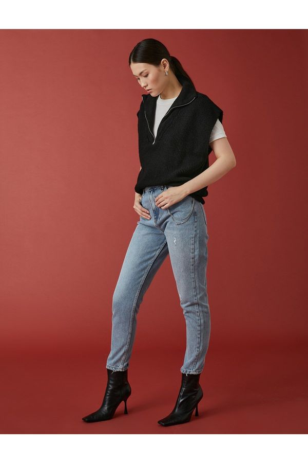 Koton Koton High Waisted Jeans With Chain Detail - Mom Jeans