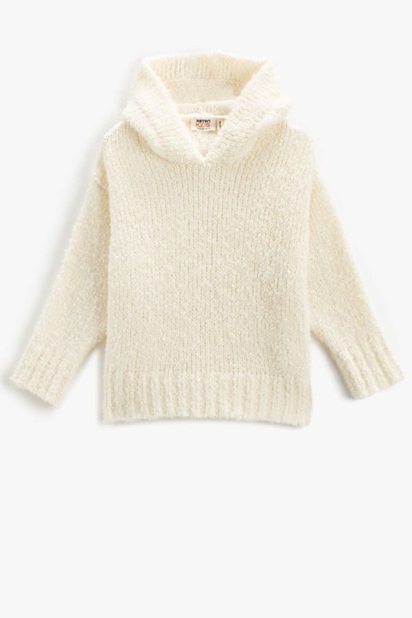 Koton Koton Hooded Knit Sweater Basic Soft Textured Long Sleeve
