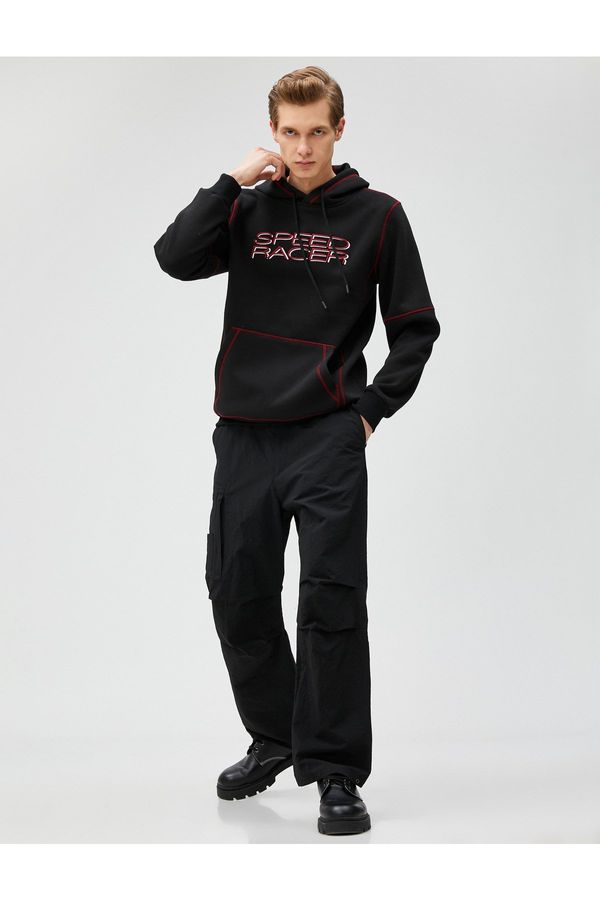 Koton Koton Hooded Sweatshirt Racing Theme with Stitching Detailed and Pockets.