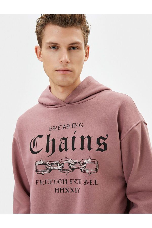 Koton Koton Hooded Sweatshirt Slogan Printed Long Sleeve