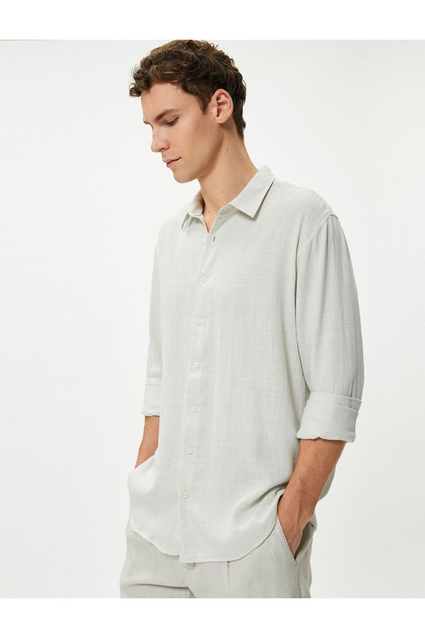 Koton Koton Italian Collar Shirt Long Sleeve Cotton Regular Fit