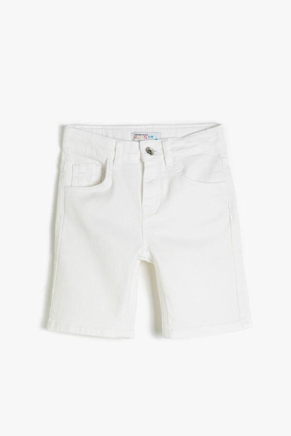 Koton Koton Jeans Shorts with Pocket. Cotton - Slim Fit. Adjustable, Elastic Waist.