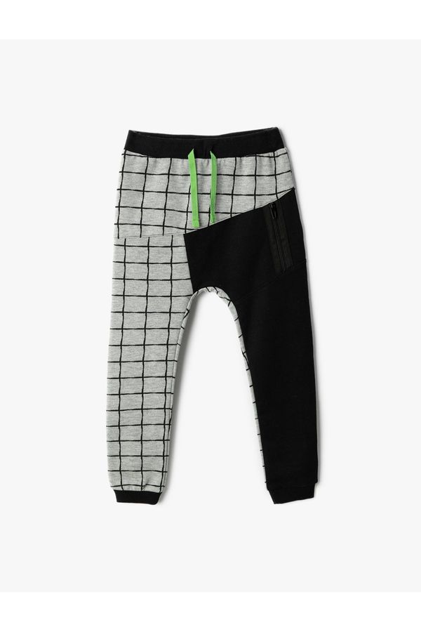 Koton Koton Jogger Sweatpants Checkered Color Contrast with Tie Waist