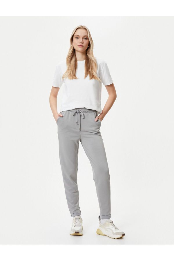 Koton Koton Jogger Trousers with Lace Waist and Pocket Modal Blend