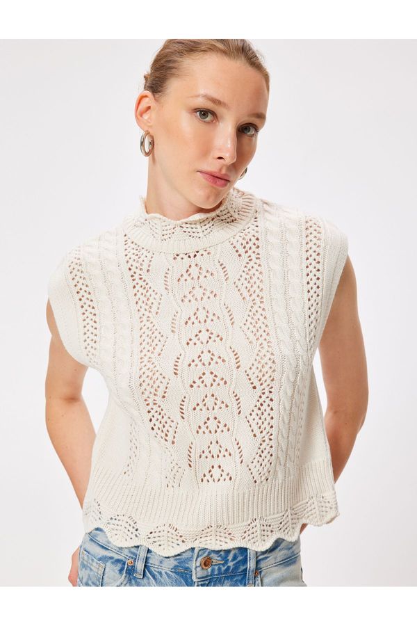 Koton Koton Knitted Sweater High Collar Patterned