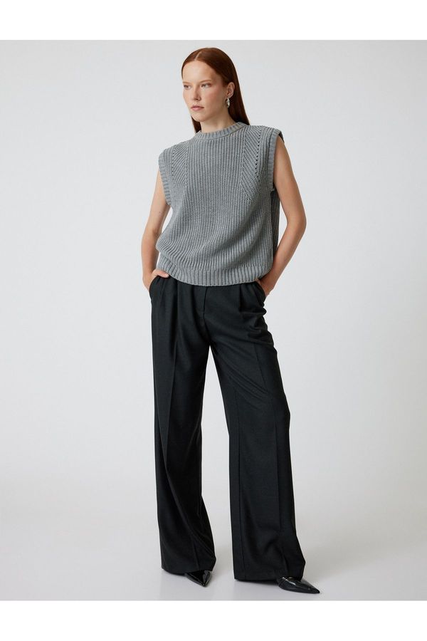 Koton Koton Knitted Sweater Round Neck with Back Window Detail