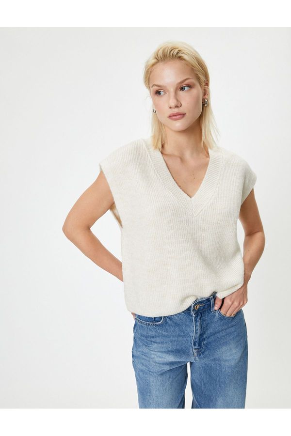 Koton Koton Knitwear Oversize Sweater V-Neck Soft Textured