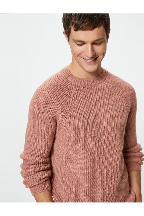 Koton Koton Knitwear Sweater Crew Neck Soft Textured Slim Fit Long Sleeve