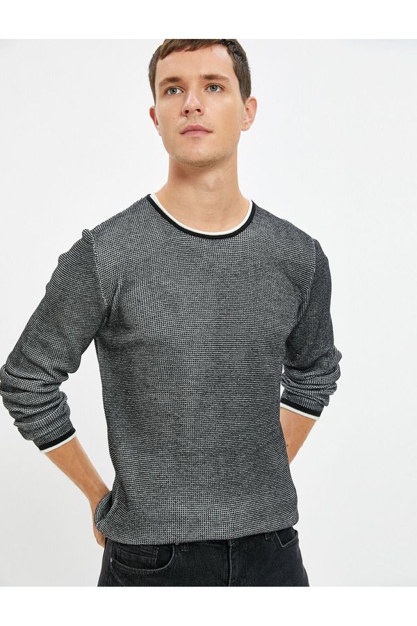 Koton Koton Knitwear Sweater Crew Neck Textured Slim Fit Long Sleeve