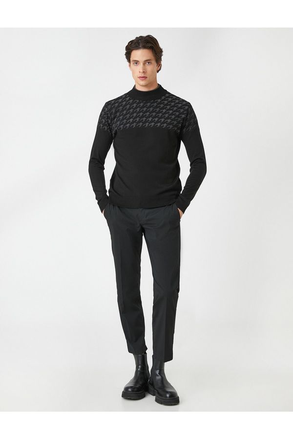 Koton Koton Knitwear Sweater Half Turtleneck Houndstooth Detailed