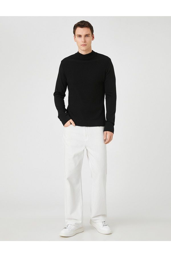 Koton Koton Knitwear Sweater with a Knit Pattern and Half Turtleneck Slim Fit.