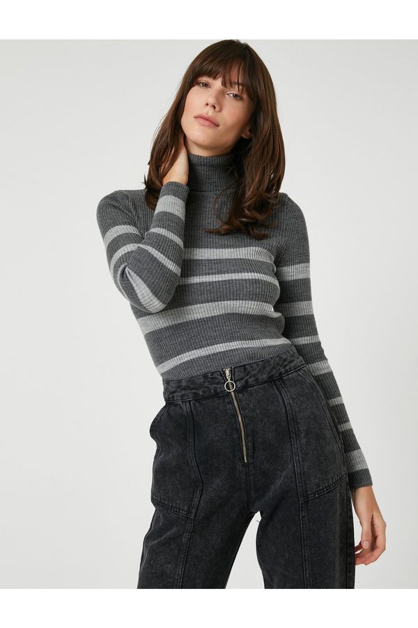 Koton Koton Knitwear Turtleneck Sweater Slim Fit Cashmere Textured