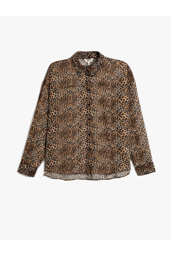Koton Koton Leopard Patterned Shirt Long Sleeve Buttoned