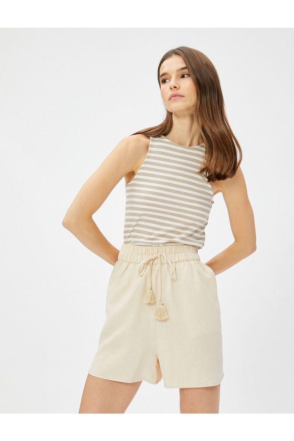 Koton Koton Linen Blend Shorts with Pockets and Tie Waist