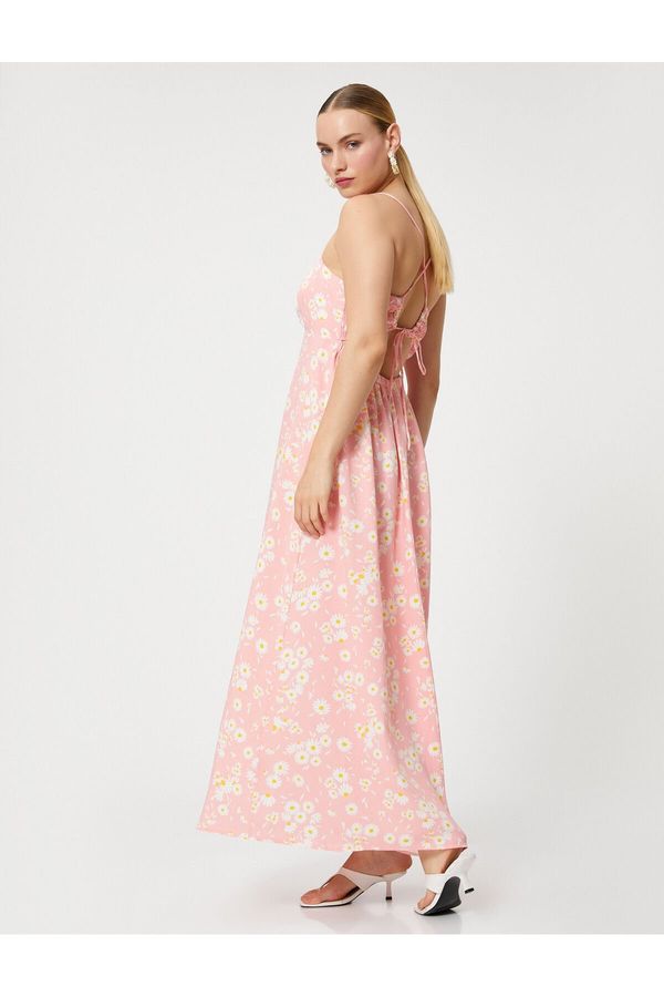 Koton Koton Linen Blended Long Dress with Daisy Straps