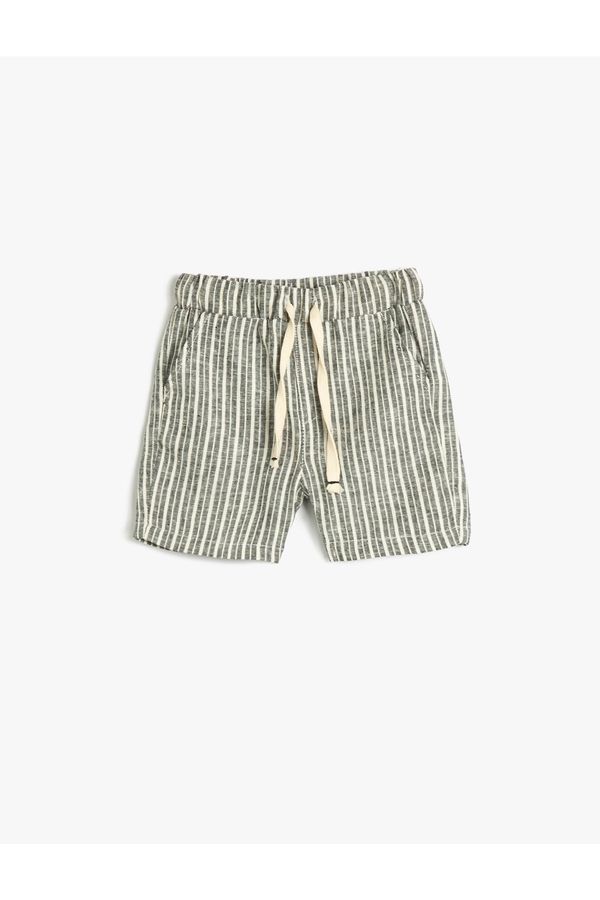 Koton Koton Linen Shorts Pocket Elastic Waist Tied Cotton