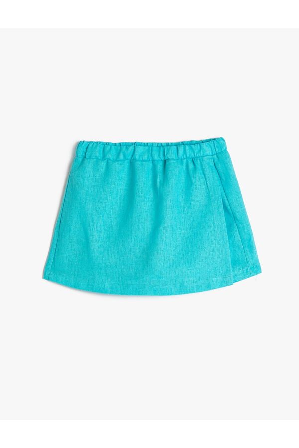Koton Koton Linen Shorts Skirt Elastic Waist Wrap