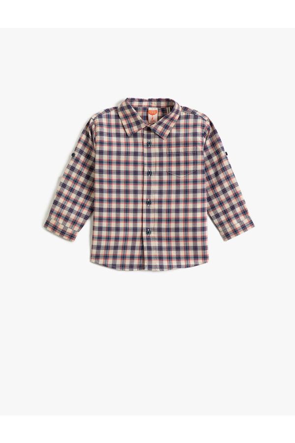 Koton Koton Long Sleeve Shirt with One Pocket Detailed