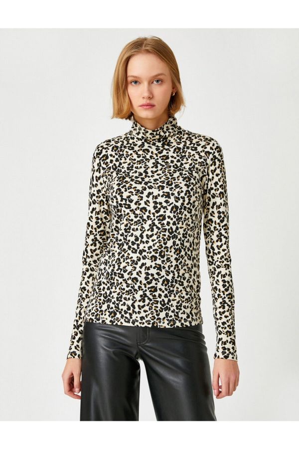Koton Koton Long Sleeve T-Shirt Leopard Printed