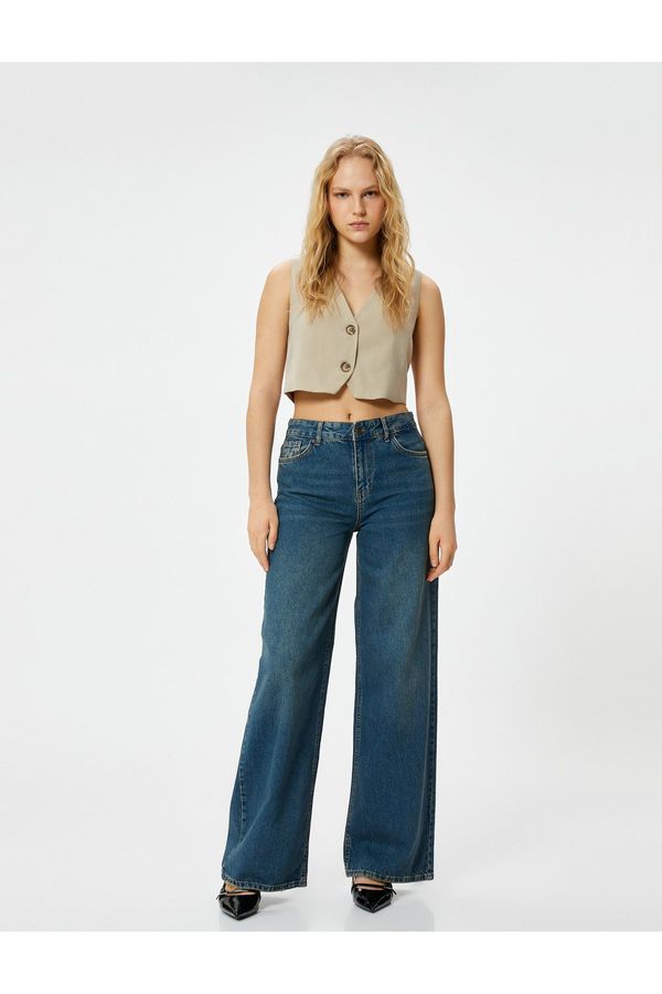 Koton Koton Loose Fit Straight Leg Denim Trousers Cotton With Pocket - Loose Straight Fit Jean