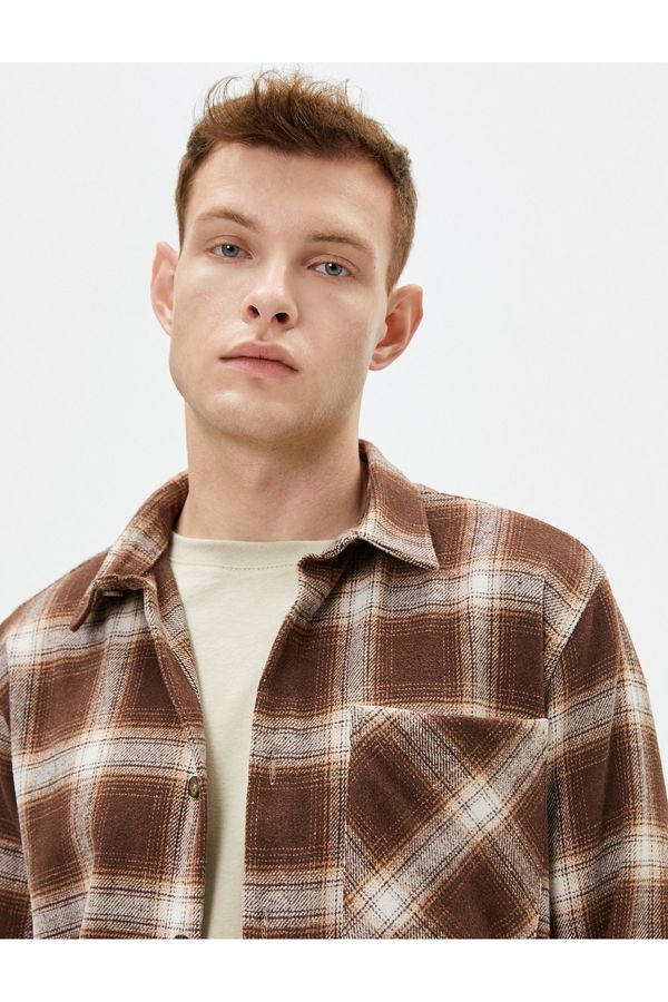 Koton Koton Lumberjack Shirt Buttoned Pocket Detail Classic Collar Long Sleeve