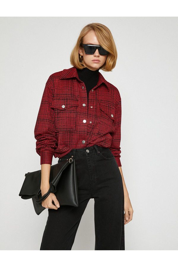 Koton Koton Lumberjack Shirt Jacket with Pockets and Snaps