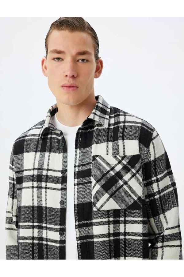 Koton Koton Lumberjack Shirt Long Sleeve Pocket Detail Cotton Blend