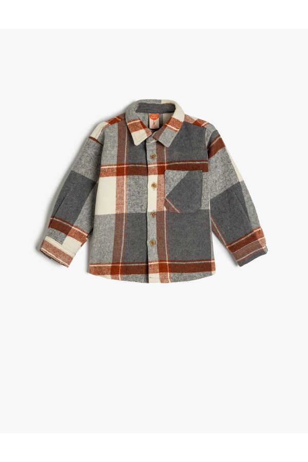 Koton Koton Lumberjack Shirt Long Sleeve Pocket Detail Cotton Blend